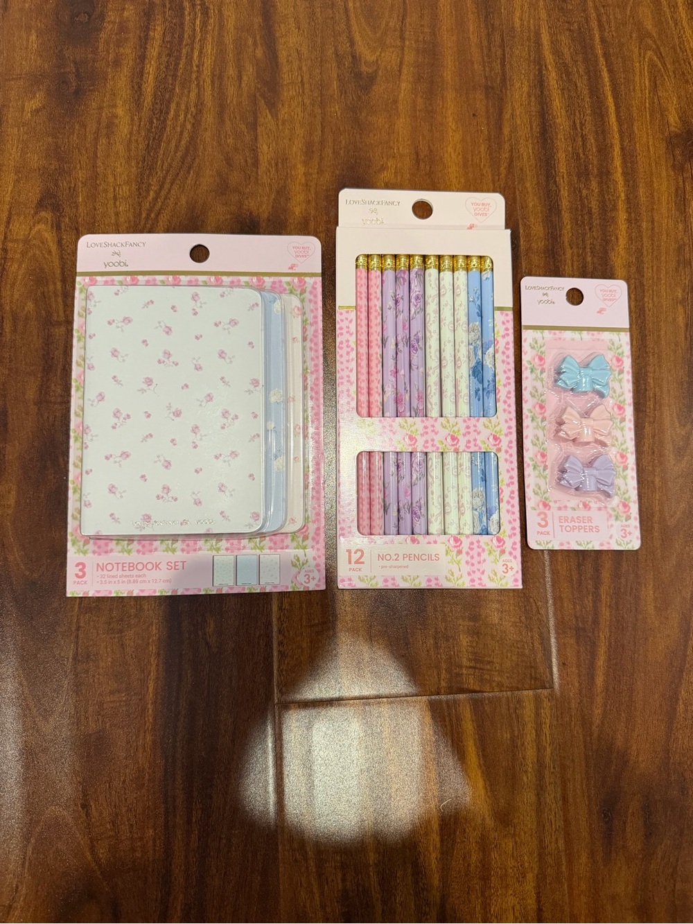 LoveShackFancy x Target - Yoobi 3pk Mini Journals, Pencils and Bow Eraser Bundle